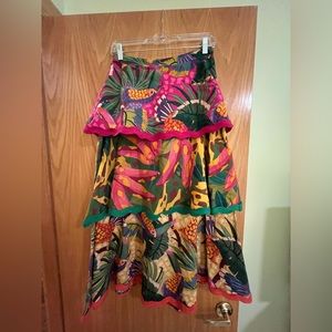 FARM RIO Tiered Midi Skirt (Size : S)